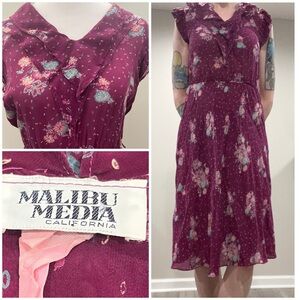 vintage 70’s SHEER MALIBU MEDIA midi dress - small